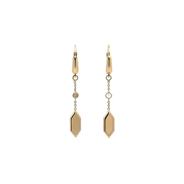 Gold dangle earrings with Zircons