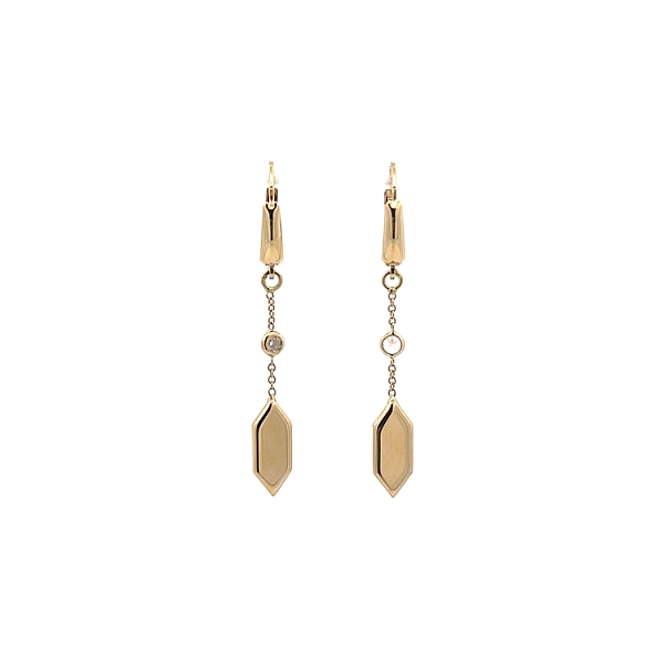 Gold dangle earrings with Zircons