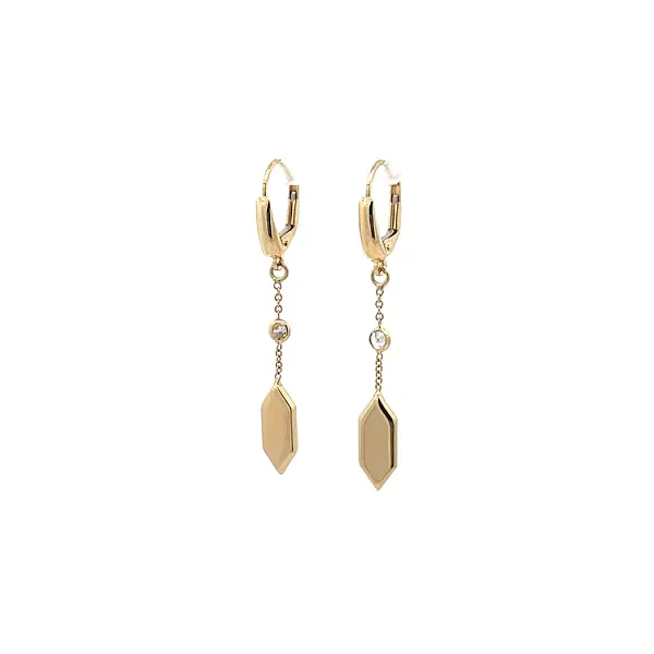 Gold dangle earrings with Zircons