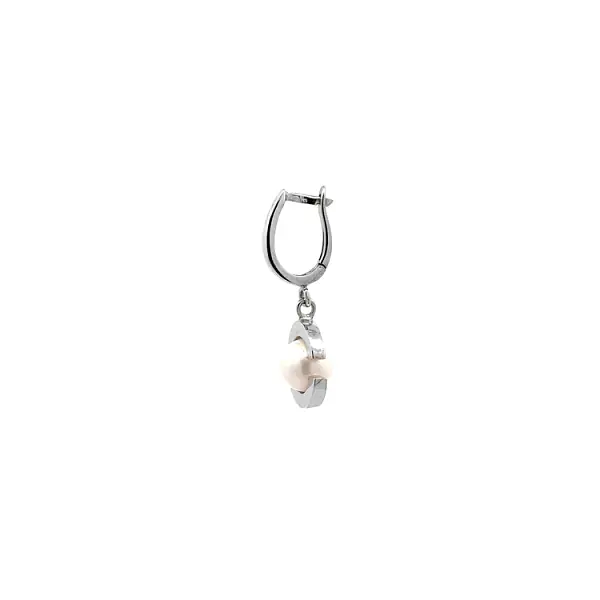 White Gold Pearl Earrings