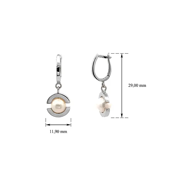 White Gold Pearl Earrings