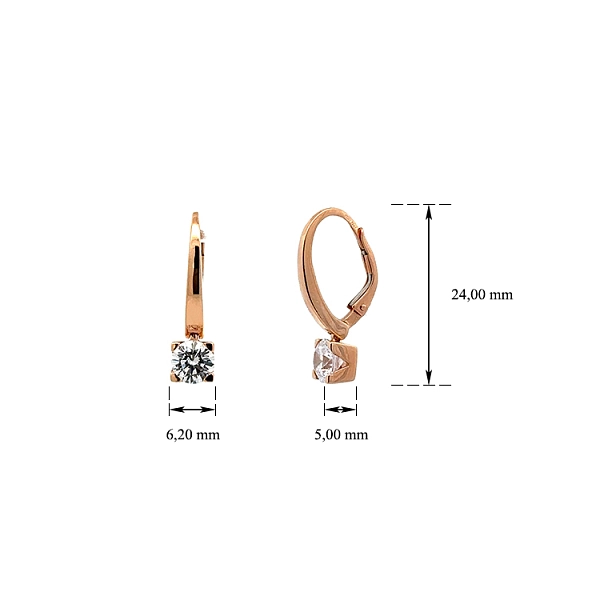 Earrings with Pink Gold Zircons