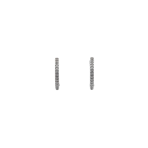 Round Earrings with White Gold Zircons