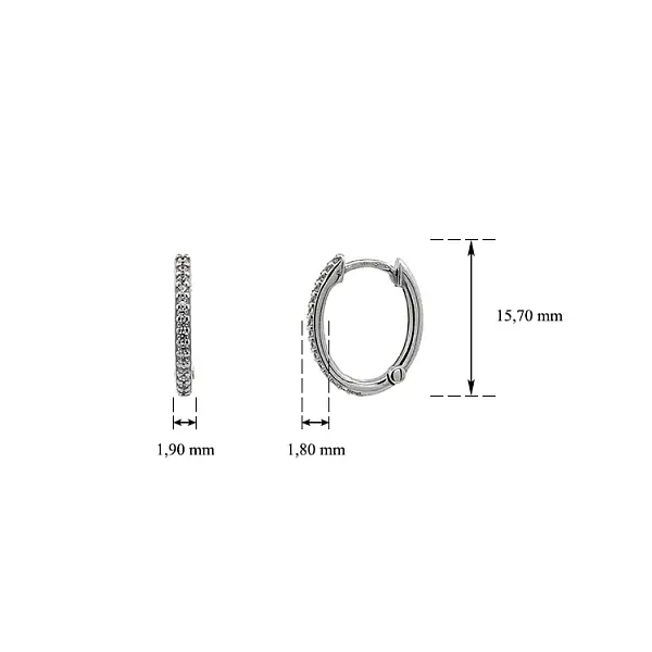 Round Earrings with White Gold Zircons