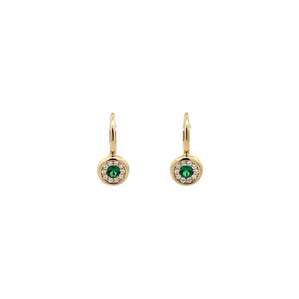 Gold Earrings with Emeralds