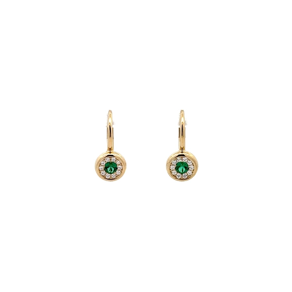 Gold Earrings with Emeralds