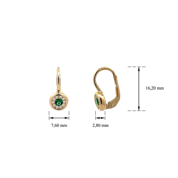 Gold Earrings with Emeralds