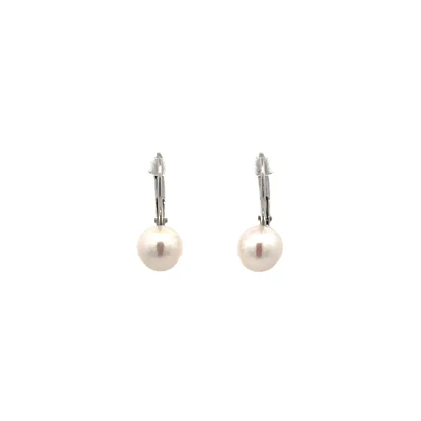 White Gold Pearl Earrings