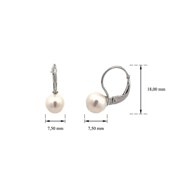 White Gold Pearl Earrings