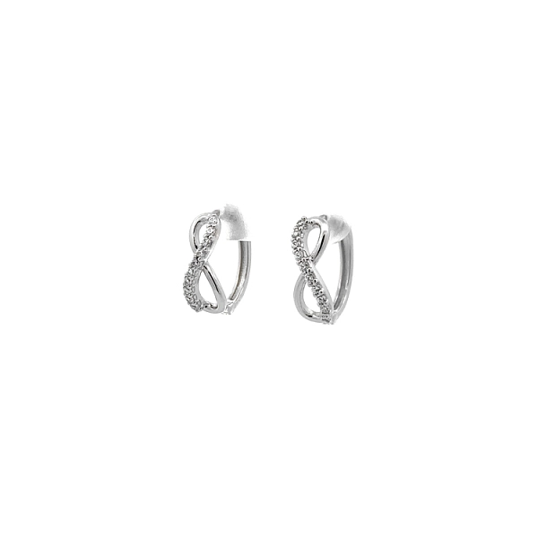 White Gold Infinity Earrings with Zirconias