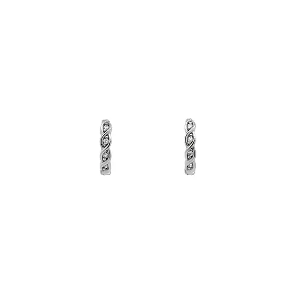 Round Earrings with White Gold Zircons