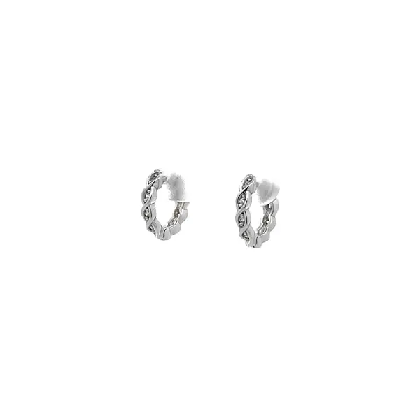 Round Earrings with White Gold Zircons