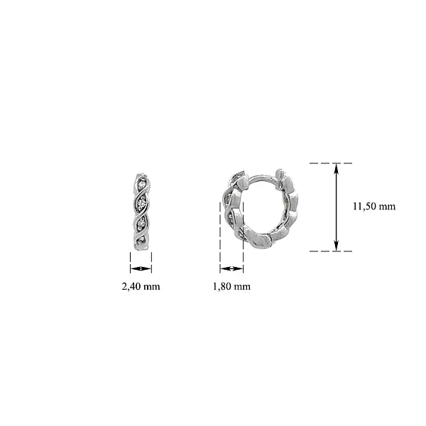 Round Earrings with White Gold Zircons