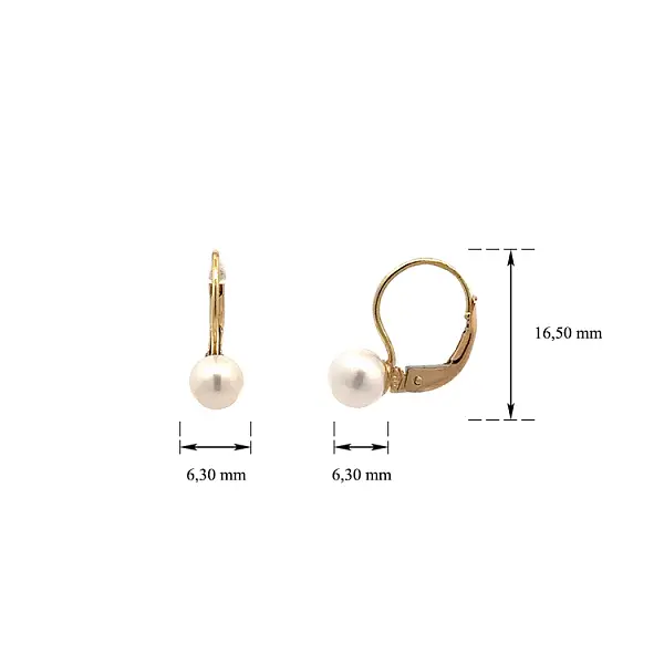 Gold Earrings with Pearl