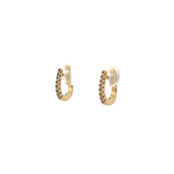 Gold Circular Earrings with Zircons