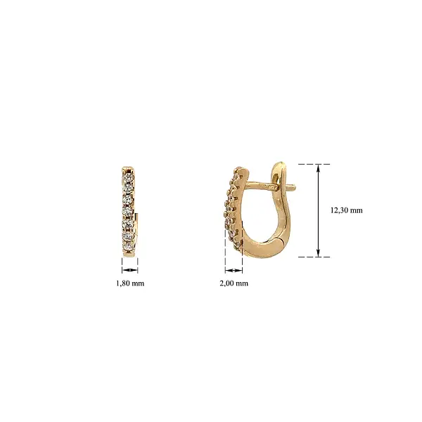 Gold Circular Earrings with Zircons