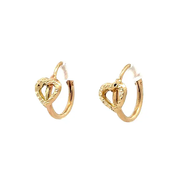 Gold Round Earrings Hearts