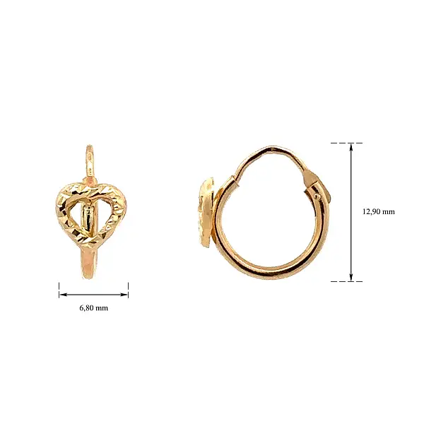 Gold Round Earrings Hearts