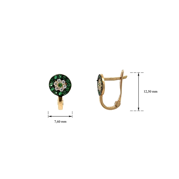 Gold Earrings with Emeralds