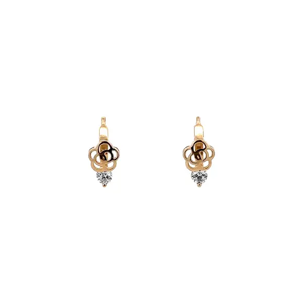 Gold Circular Earrings with Zircons