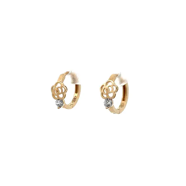 Gold Circular Earrings with Zircons