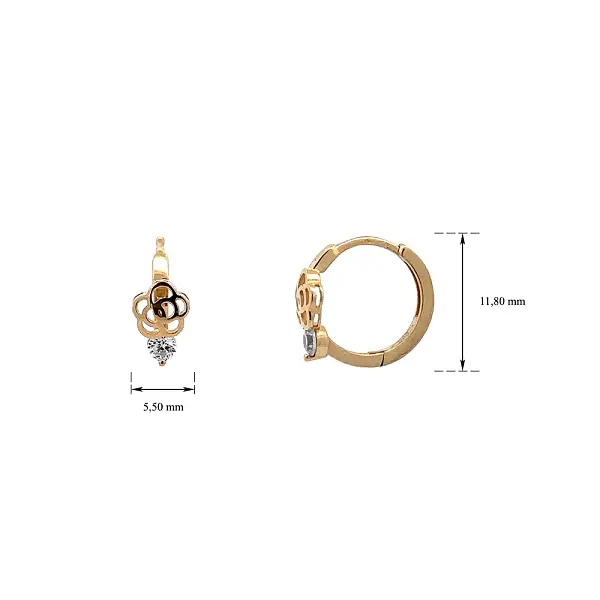 Gold Circular Earrings with Zircons