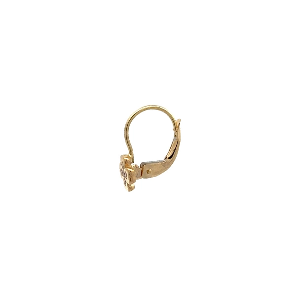 Gold Earrings Quatrefoil with Zircons