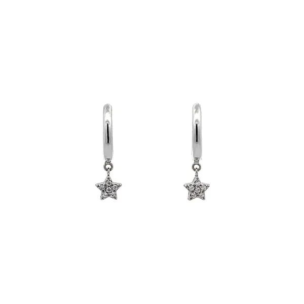 Earrings Starfish with Zircons in White Gold