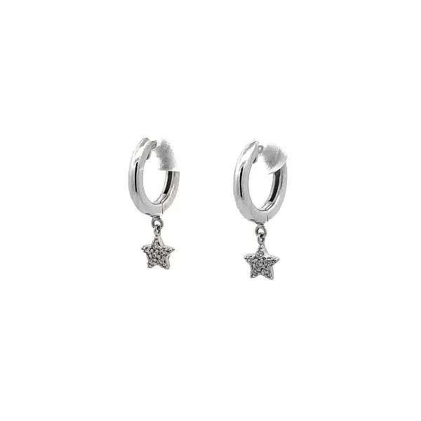 Earrings Starfish with Zircons in White Gold