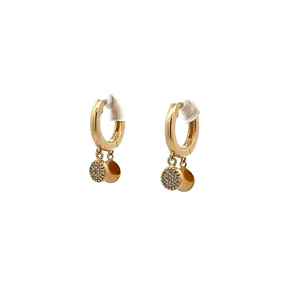 Gold Circular Earrings with Zircons