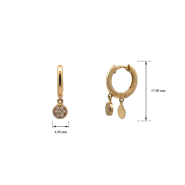 Gold Circular Earrings with Zircons