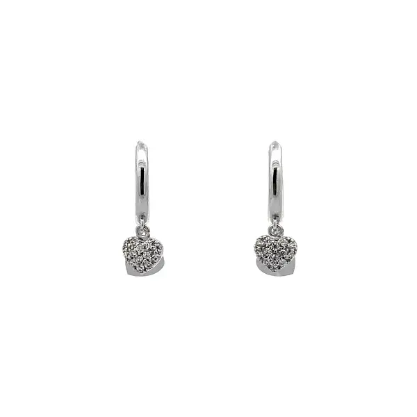 Round Earrings with White Gold Zircons