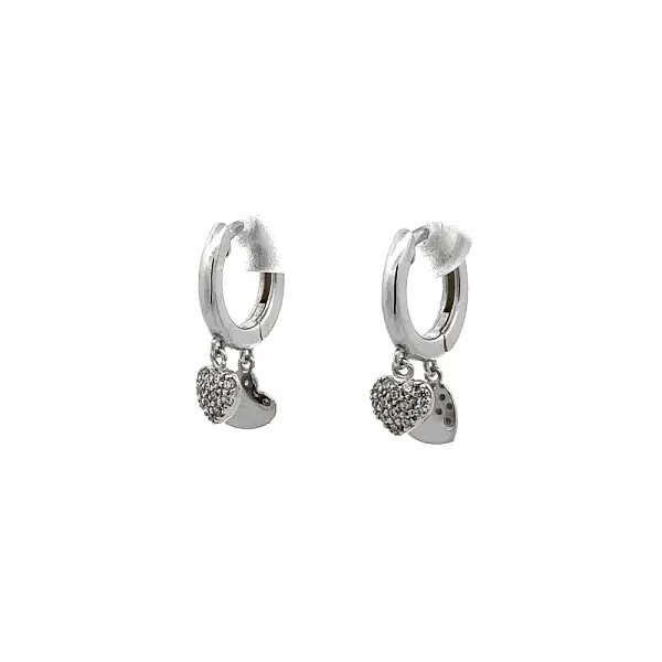 Round Earrings with White Gold Zircons