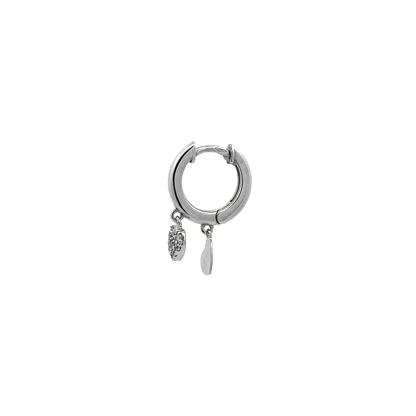 Round Earrings with White Gold Zircons