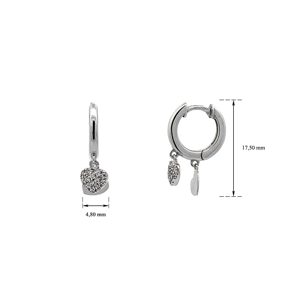 Round Earrings with White Gold Zircons