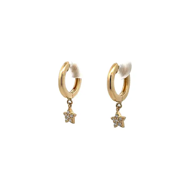 Gold Earrings Starfish with Zircons