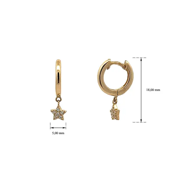 Gold Earrings Starfish with Zircons