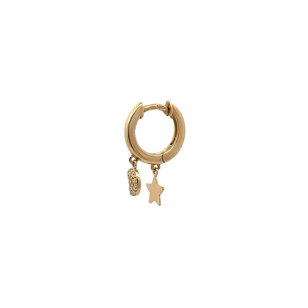 Gold Earrings Crescent and Star with Zircons