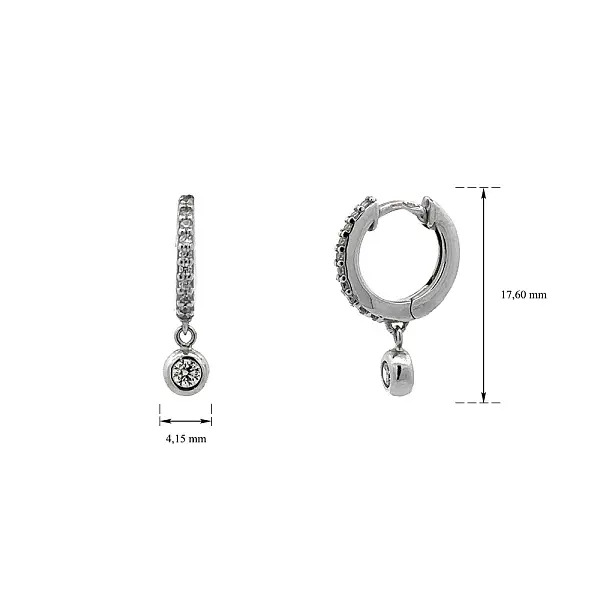 Earrings with White Gold Zircons