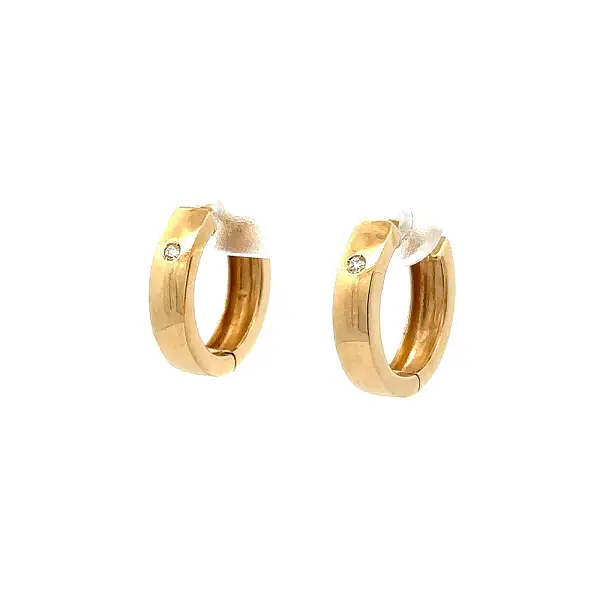 Gold Circular Earrings with Zircons