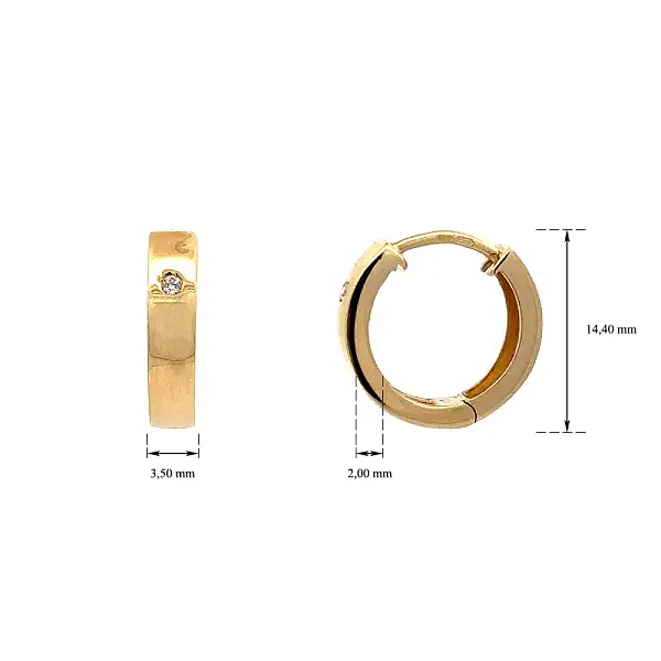 Gold Circular Earrings with Zircons