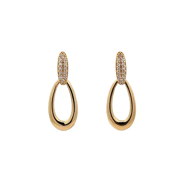 Gold dangle earrings with Zircons