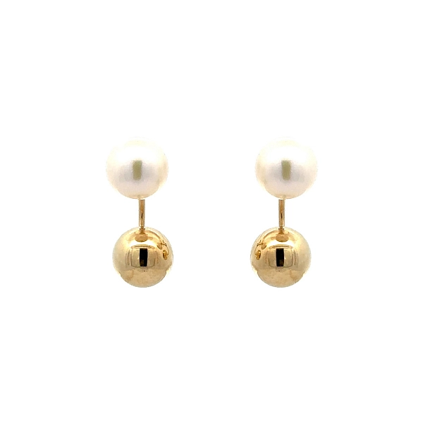 Gold Earrings Beads with Pearl
