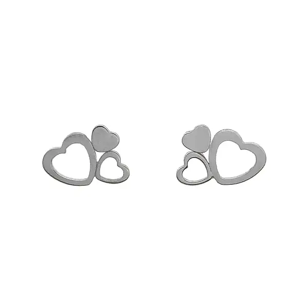 White Gold Hearts Earrings