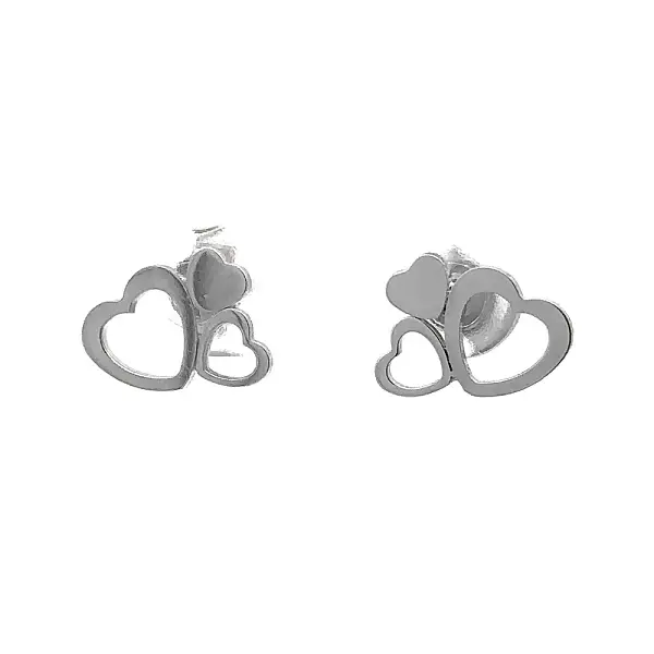 White Gold Hearts Earrings