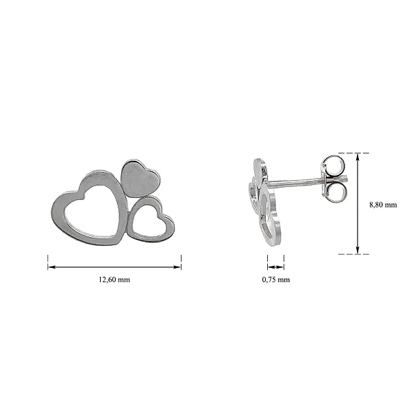 White Gold Hearts Earrings