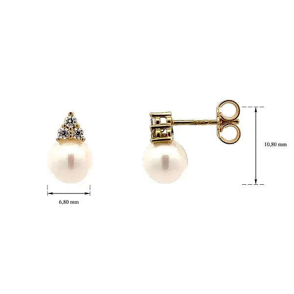 Earrings with Pearl and Zirconia