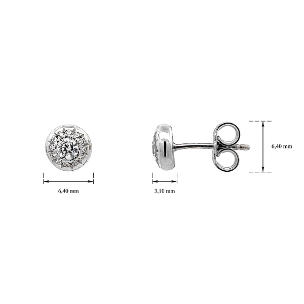 Earrings with White Gold Zircons