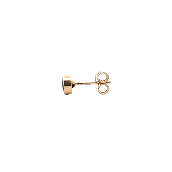Gold Pecek Earrings with Black Stone