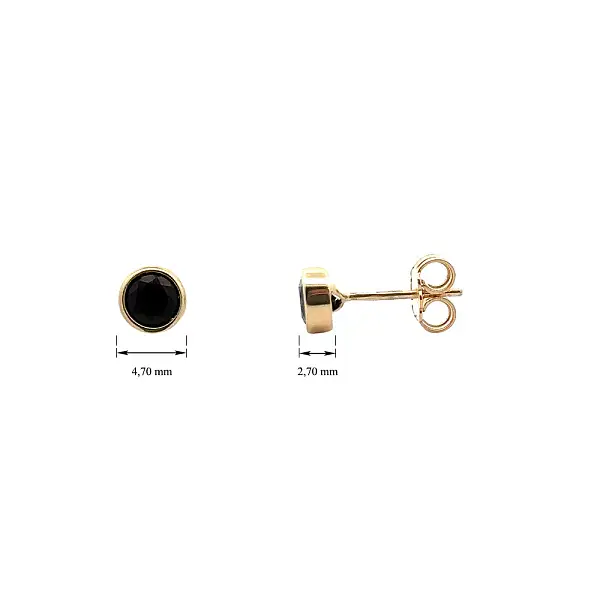 Gold Pecek Earrings with Black Stone